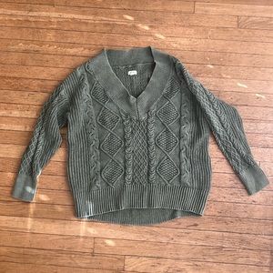 Aerie Green V-neck Sweater